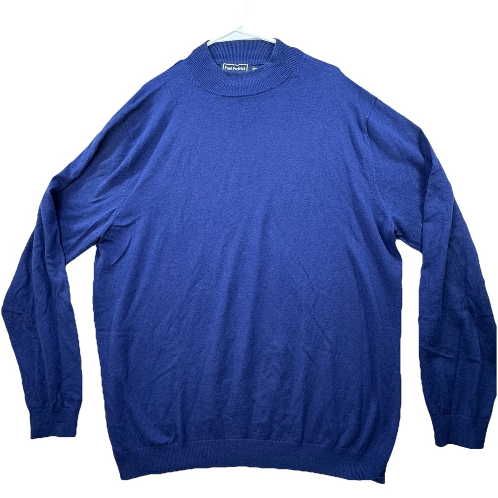 Paul Fredrick 2XL Tall Sweater Mens 2XLTNavy Pullover Cashmere Silk Blend Preppy